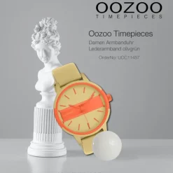 Oozoo Damen Armbanduhr Timepieces Analog Lederband olivgrün UOC11457