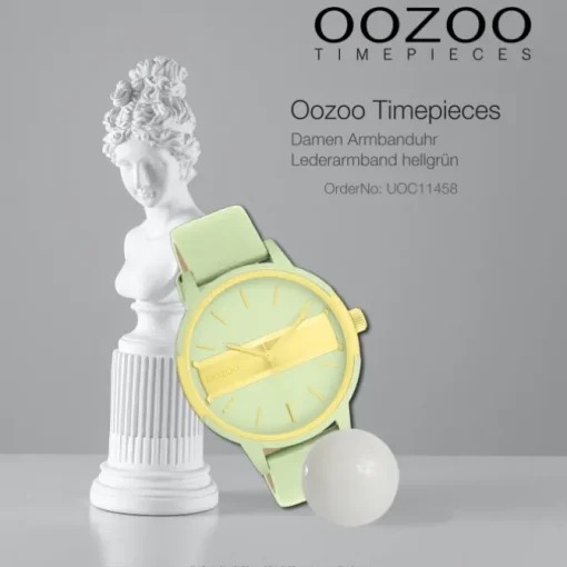 Oozoo Damen Armbanduhr Timepieces Analog Lederband hellgrün UOC11458