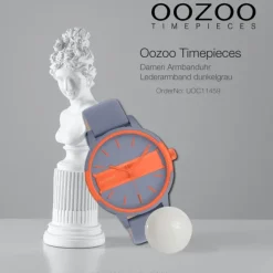 Oozoo Damen Armbanduhr Timepieces Analog Lederband dunkelgrau UOC11459