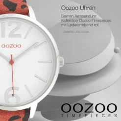 Oozoo Damen Armbanduhr Timepieces Analog Leder rot schwarz UOC10194