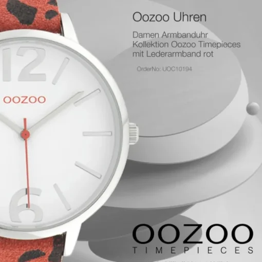 Oozoo Damen Armbanduhr Timepieces Analog Leder rot schwarz UOC10194