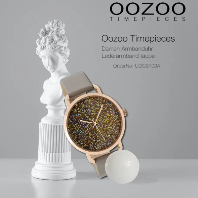 Oozoo Damen Armbanduhr Timepieces Analog Leder taupe grau UOC9103A