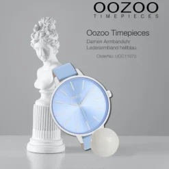 Oozoo Damen Armbanduhr Timepieces Analog Leder hellblau UOC11073