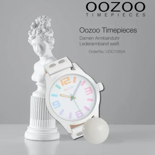 Oozoo Damen Armbanduhr Timepieces Analog Leder weiß UOC1085A