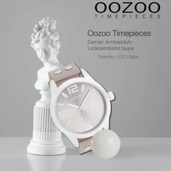 Oozoo Damen Armbanduhr Timepieces Analog Leder taupe rosa UOC1086A