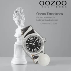 Oozoo Damen Armbanduhr Timepieces Analog Leder schwarz weiß UOC10268