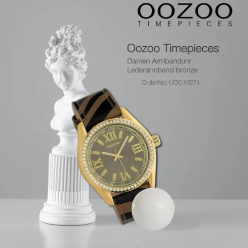 Oozoo Damen Armbanduhr Timepieces Analog Leder bronze schwarz UOC10271