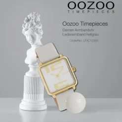 Oozoo Damen Armbanduhr Timepieces Analog Leder hellgrau UOC10365