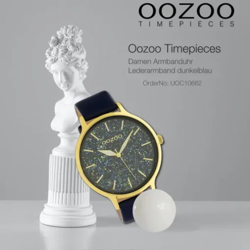 Oozoo Damen Armbanduhr Timepieces Analog Leder dunkelblau UOC10662