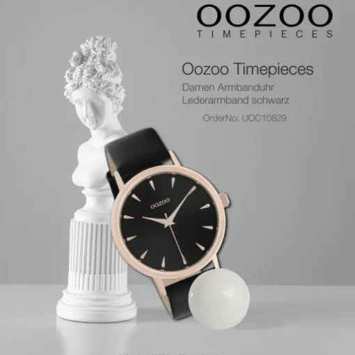 Oozoo Damen Armbanduhr Timepieces Analog Leder schwarz UOC10829