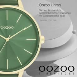 Oozoo Damen Armbanduhr Timepieces Analog Leder grün UOC11349