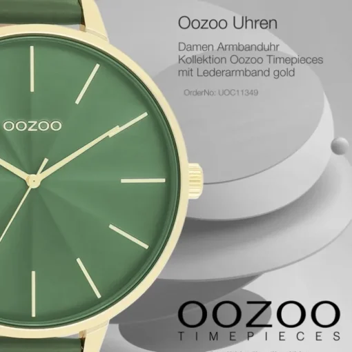 Oozoo Damen Armbanduhr Timepieces Analog Leder grün UOC11349