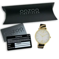 Oozoo Damen Armbanduhr Timepieces Analog Leder beige schwarz UOC10213