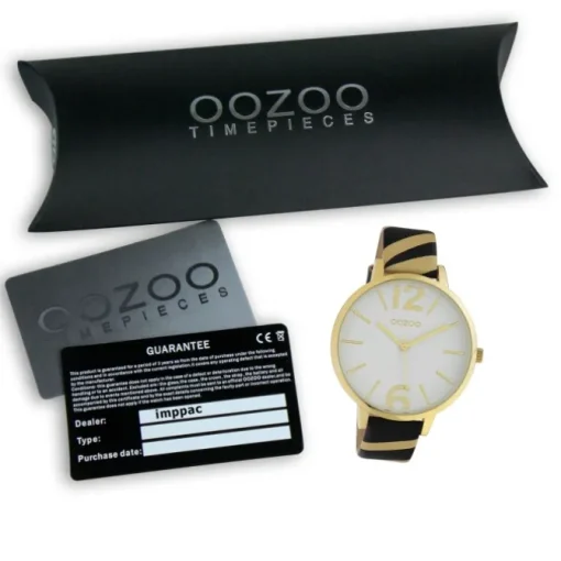 Oozoo Damen Armbanduhr Timepieces Analog Leder beige schwarz UOC10213