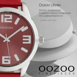 Oozoo Damen Armbanduhr Timepieces C10237 Analog Leder rot UOC10237