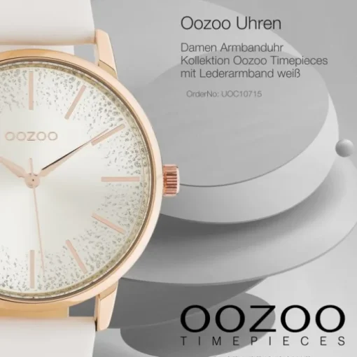 Oozoo Damen Armbanduhr Timepieces C10715 Analog Leder weiß UOC10715