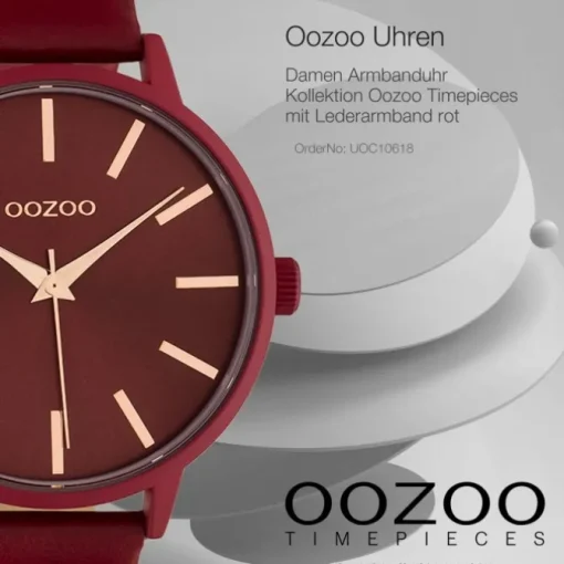 Oozoo Damen Armbanduhr Timepieces C10618 Analog Leder rot UOC10618
