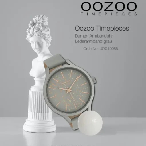 Oozoo Damen Armbanduhr Timepieces C10088 Analog Leder grau UOC10088