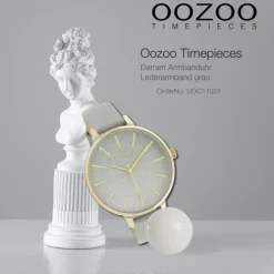 Oozoo Damen Armbanduhr Timepieces C11031 Analog Leder grau UOC11031