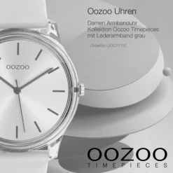 Oozoo Damen Armbanduhr Timepieces Analog Leder grau UOC11137
