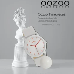 Oozoo Damen Armbanduhr Timepieces Analog Leder grau UOC11166