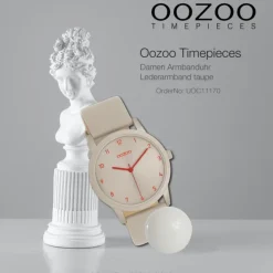 Oozoo Damen Armbanduhr Timepieces Analog Leder taupe grau UOC11170