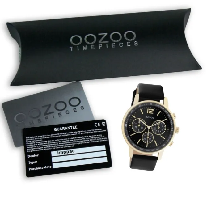 Oozoo Damen Armbanduhr Timepieces gold Leder schwarz UOC10841