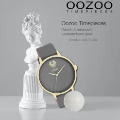 Oozoo Damen Armbanduhr Timepieces Analog Leder grau UOC11244
