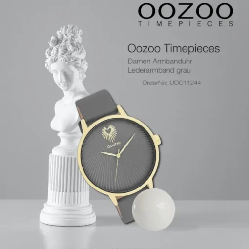 Oozoo Damen Armbanduhr Timepieces Analog Leder grau UOC11244