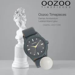 Oozoo Damen Armbanduhr Timepieces Analog Leder grau UOC11289