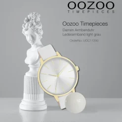 Oozoo Damen Armbanduhr Timepieces Analog Leder hellgrau UOC11290