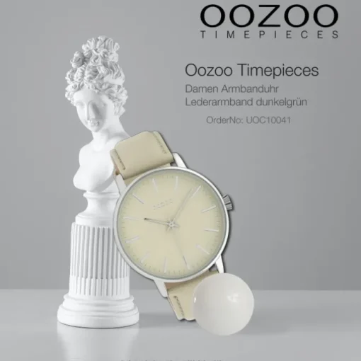 Oozoo Damen Armbanduhr Timepieces Analog Leder hellgrau UOC10041