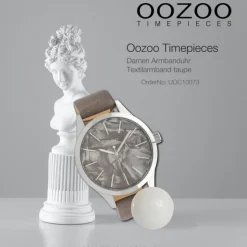 Oozoo Damen Armbanduhr Timepieces Analog Textil taupe UOC10073