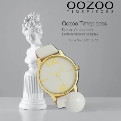 Oozoo Damen Armbanduhr Timepieces Analog Leder hellgrau UOC10370