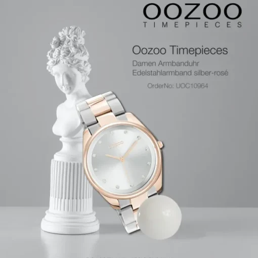Oozoo Damen Armbanduhr Timepieces C10964 Analog Edelstahl silber-rosé UOC10964