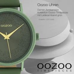 Oozoo Damen Armbanduhr Timepieces Analog Leder grün UOC10582
