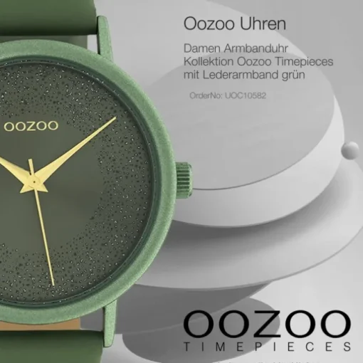 Oozoo Damen Armbanduhr Timepieces Analog Leder grün UOC10582