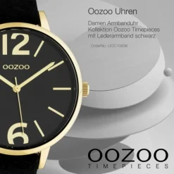 Oozoo Damen Armbanduhr Timepieces Analog Leder schwarz UOC10836