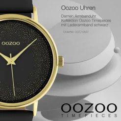 Oozoo Damen Armbanduhr Timepieces Analog Leder schwarz UOC10837