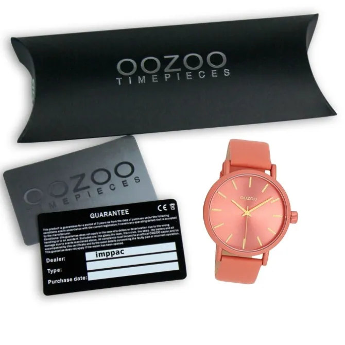 Oozoo Damen Armbanduhr Timepieces Analog Leder pfirsichrosa UOC11194