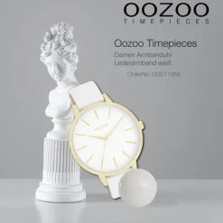 Oozoo Damen Armbanduhr Timepieces Analog Leder weiß UOC11359