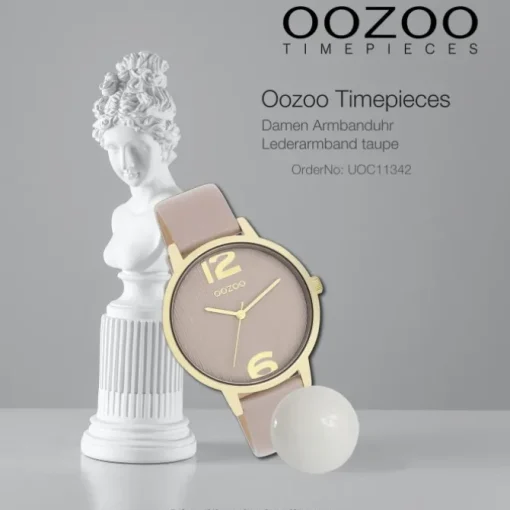 Oozoo Damen Armbanduhr Timepieces Analog Leder taupe braun UOC11342
