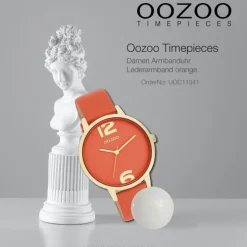 Oozoo Damen Armbanduhr Timepieces Analog Leder organge UOC11341