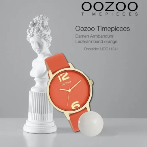 Oozoo Damen Armbanduhr Timepieces Analog Leder organge UOC11341