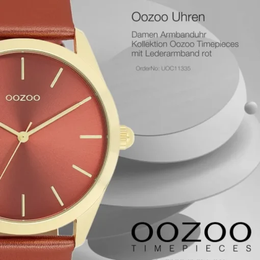 Oozoo Damen Armbanduhr Timepieces Analog Leder rot UOC11335