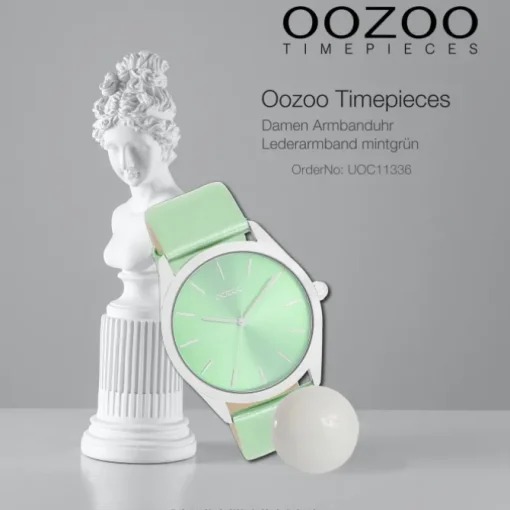 Oozoo Damen Armbanduhr Timepieces Analog Leder mintgrün UOC11336