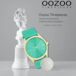 Oozoo Damen Armbanduhr Timepieces Analog Leder aquagrün UOC11339