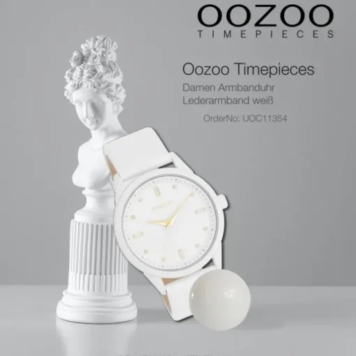Oozoo Damen Armbanduhr Timepieces Analog Leder weiß UOC11354