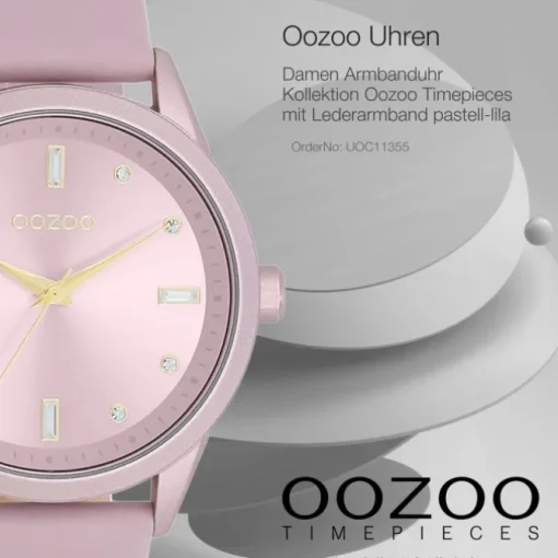 Oozoo Damen Armbanduhr Timepieces Analog Leder pastell-lila UOC11355