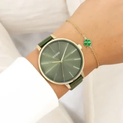 Oozoo Damen Armbanduhr Timepieces Analog Leder grün UOC11257